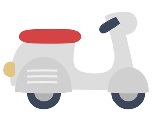 Cute grey motor scooter illustration