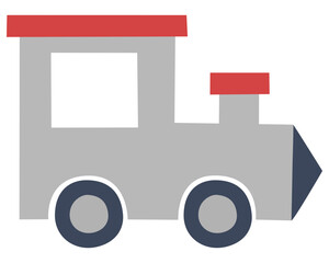 Grey locomotive train toy on a white background illustration