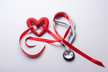 red ribbon and stethoscope