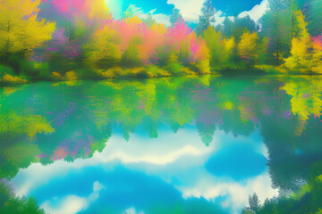 Obraz na płótnie Canvas Beautiful Landscape by AI Generator