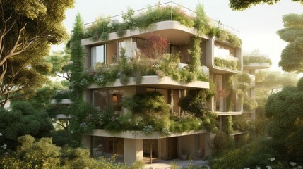Fototapeta na wymiar A sustainable building with a commitment to eco-friendly design. AI generated