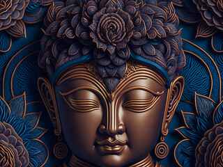 Volumetric fantasy image of Buddha's head