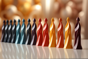 3D people in a row - teamwork, leadership icons Generative AI