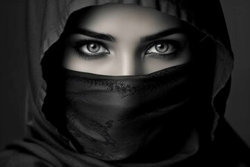 Naklejka premium Portrait of a Young Moroccan Woman with Niqab. Generative ai