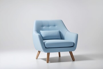 un moderno sillón azul en una habitación blanca