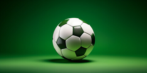 The soccer ball on a green solid background