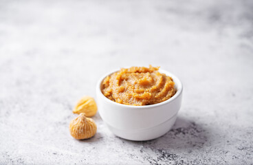 Dried Figs fruits puree on a background