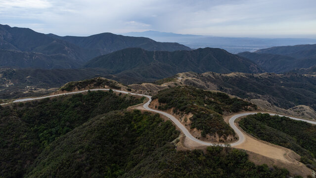Aerial View of Glendora Mountain Road, Angeles National Forest, San Gabriel Mountains