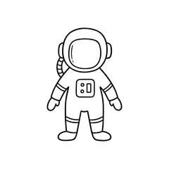 Astronaut doodle. Cosmonaut in sketch style. Hand drawn vector illustration isolated on white background
