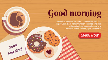 Morning breakfast vector landing page