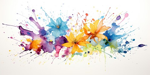 Watercolor Splashes  Blossoming Watercolor Splashes - Blooming Colors Unleashed - Embrace the Flourishing Expression in Every Brushstroke   Generative AI Digital Illustration