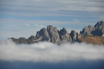mountains in the fog
