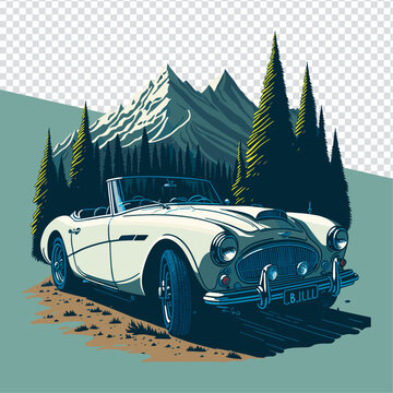 Vintage Chic meets Modern Cool: Austin Healey 3000 MK3 Cream Car Design for Stickers & Tees