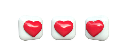 Heart element love, likes, 3d illustration. Social media likes. 3d render