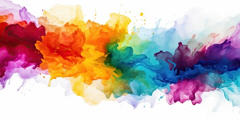 Watercolor Splashes  Playful Watercolor Splotches - A Burst of Creative Splatters on a Clean White Background -Watercolor Art, Creative Burst, Dynamic Patterns, Cap  Generative AI Digital Illustration