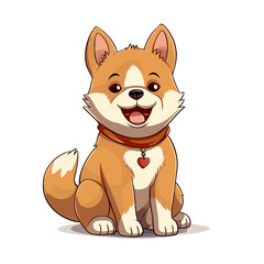 sitting shuba inu dog cartoon flat vector illustration