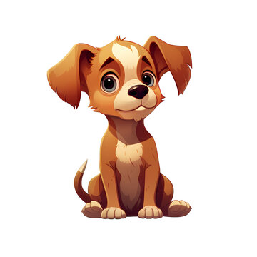 cute dog puppy drawn character isolated illustration