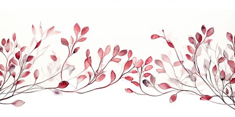  Watercolor Branches Watercolor Red Manzanita Page Border - Over a White Background - Watercolor Art, Red Manzanita Illustration, Page Border, Creative Flair,   Generative AI Digital Illustration