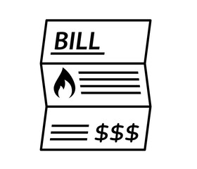 High Gas Utility bill line icon. Clipart image isolated on white background