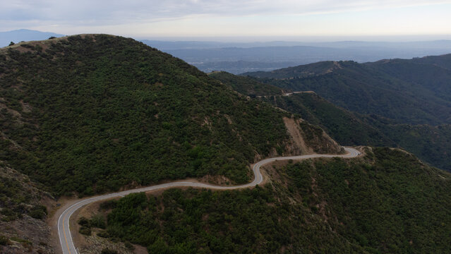 Winding Mountain Road in Angeles National Forest near Glendora, San Gabriel Mountains