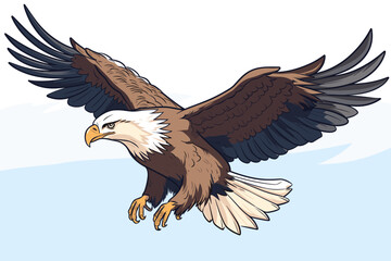 Fototapeta na wymiar Doodle inspired The Bald Eagle, cartoon sticker, sketch, vector, Illustration