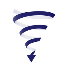 Spiral down blue arrow concept © 100% HAND-CRAFTED 