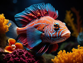 Fototapeta na wymiar Colorful fish on ocean reef created with Generative AI