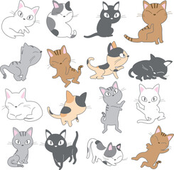 Fototapeta premium 猫の詰め合わせベクターイラストセット