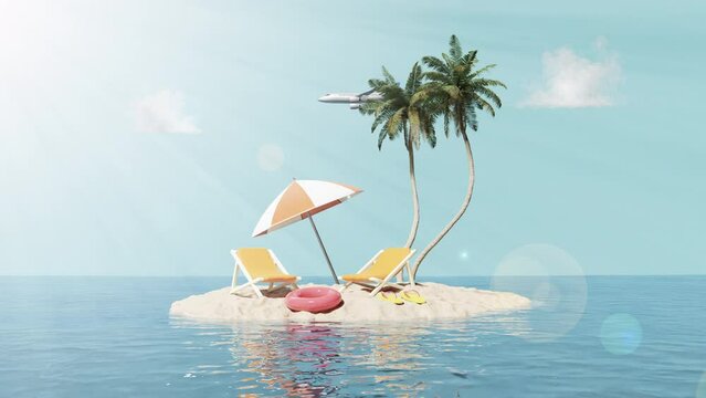 leisure in summer vacation. 3d rendering.	