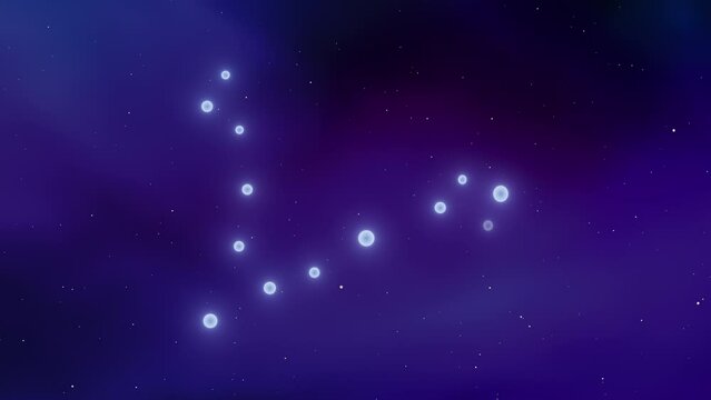 Constellation sign of Pisces with cosmic background