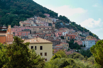 The touristic and colorful sea village Maratea in southern Italy, Basilicata region