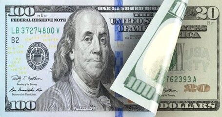 100, 50, 20 Dollars. Looped Animation.