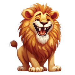 funny lion cartoon, lion illustration vector, isolated on white background. 