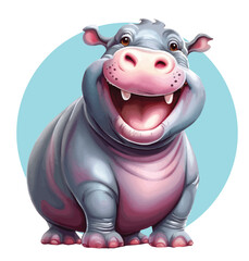 Cute hippopotamus cartoon vector illustration. Isolated on background. 