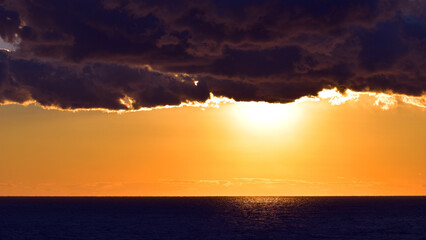 Golden sunset in Dodecanese, Greece.