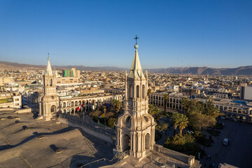Aerial view of the city of Arequipa from the Plaza de Armas.