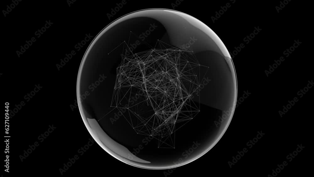 Poster network constructed in crystal ball from changes up and down like graph. change control concept or s