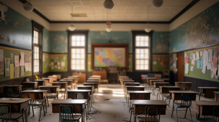 Fototapeta na wymiar Empty Classroom After School