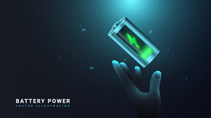 Battery power realistic vector banner