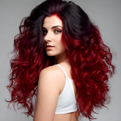 Fototapeta premium Model with voluminous red curly hair