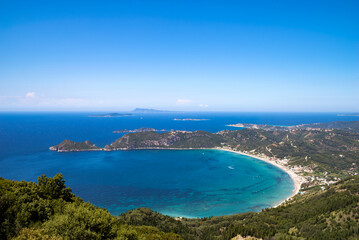 Amazing view to the beach of Saint George in Corfu island, Greece