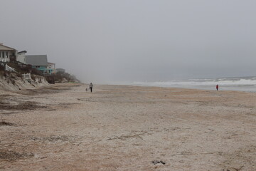 A seagull in flight above the harbor in Jacksonville, FL during a storm.