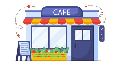 Modern cafe building vector concept