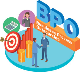 BPO（ビジネス・プロセス・アウトソーシング）のイメージイラスト