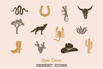Hand Drawn Desert Icons Set - 627113483