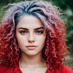 Fototapeta premium Teen with red and white hair