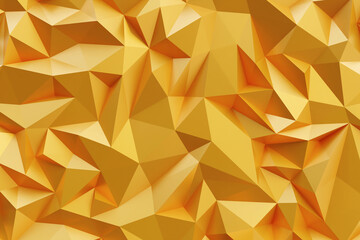 Abstract geometric gold color background, polygon, low poly pattern. 3d render illustration.	