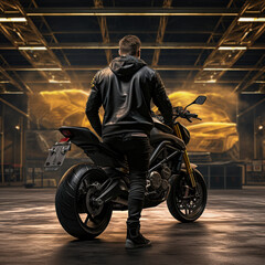 Obraz na płótnie Canvas man on motorcycle