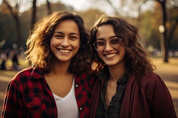 Two happy indian girl friends in its 30s enjoying themselves in the park