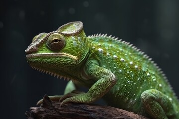 Fototapeta premium Green chameleon. Generative AI